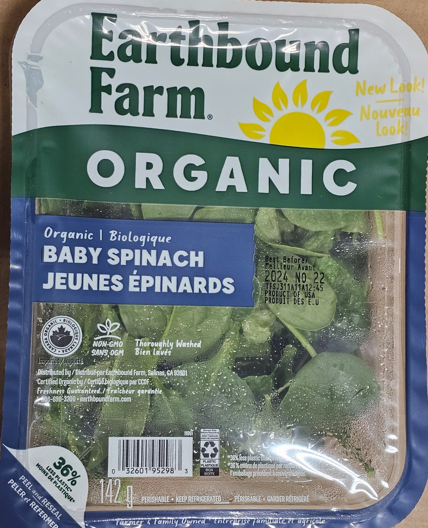 EARTHBOUND Organic Baby Spinach 142g